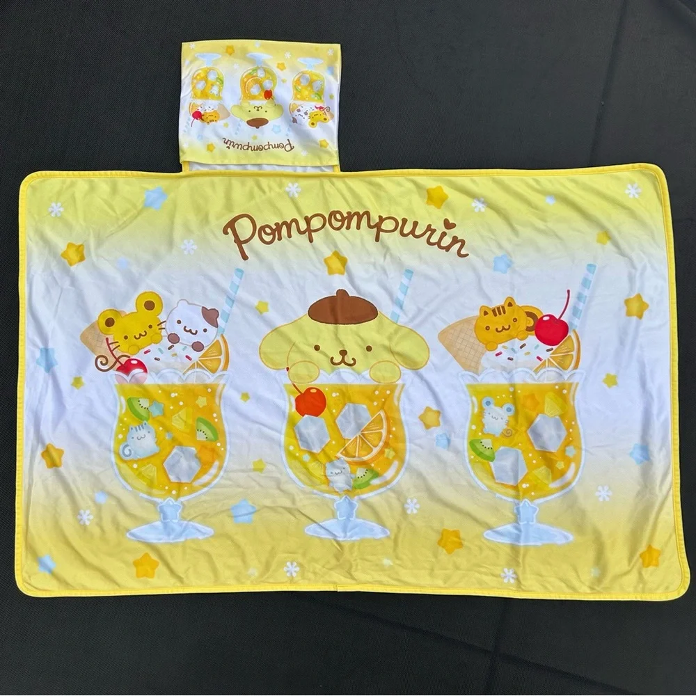 Pompompurin Lap Blanket Soda Float Series Kawaii Sanrio Character Summer Blanket